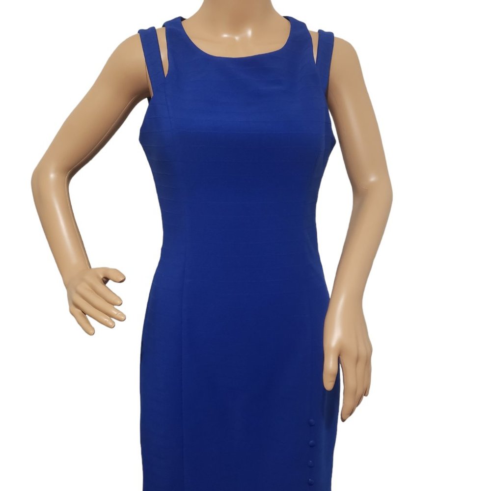 GUESS Cobalt/Blue Midi Dress Size 8/Fitted Bodycon/Double Straps/Classy & Sexy